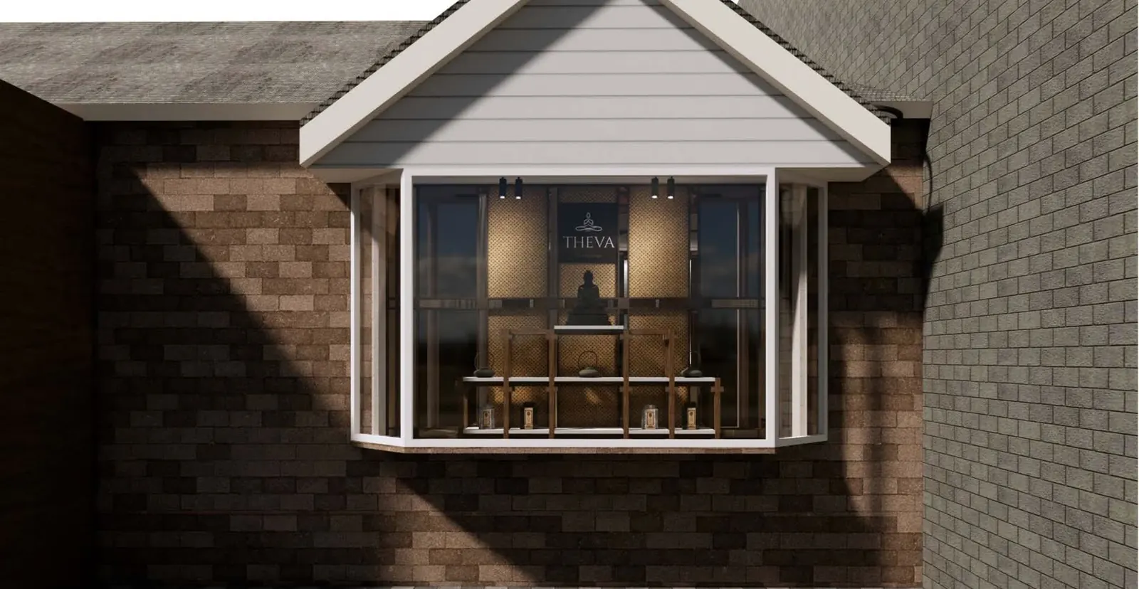 THEVA exterior bay window interior design render in Port Credit